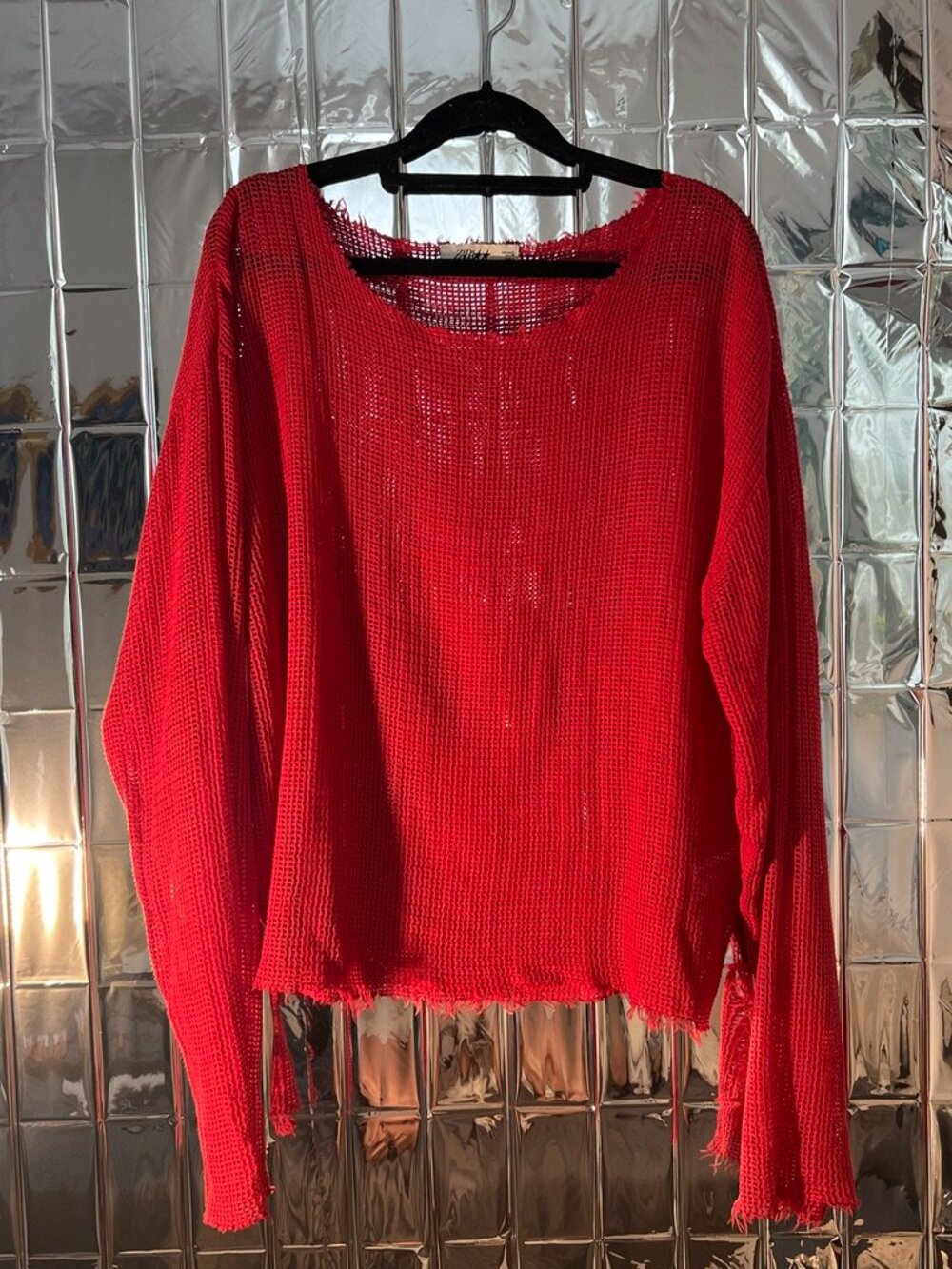 Zara x Twojeys Men's Limited Edition Long Sleeve Mesh Knit Sweater Size Large